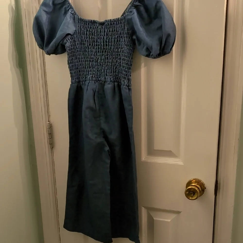 Vince Camuto Denim Blue Puff Sleeve Romper - Picture 3 of 7